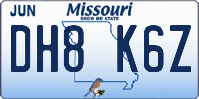MO license plate DH8K6Z