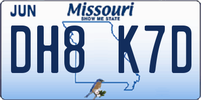 MO license plate DH8K7D