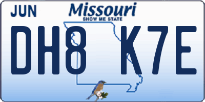 MO license plate DH8K7E