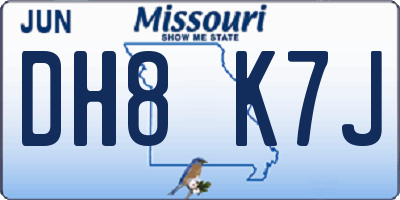 MO license plate DH8K7J