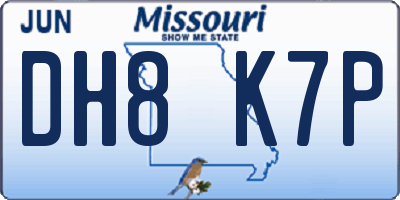MO license plate DH8K7P