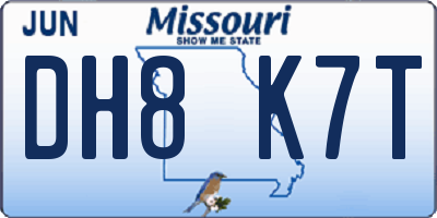 MO license plate DH8K7T