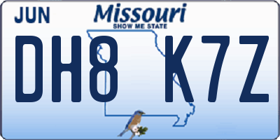 MO license plate DH8K7Z