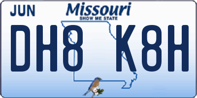 MO license plate DH8K8H
