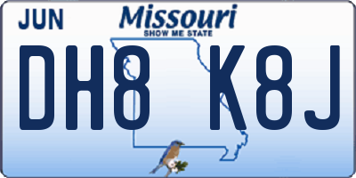 MO license plate DH8K8J