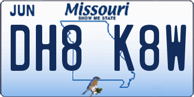 MO license plate DH8K8W