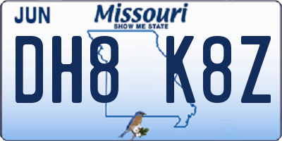 MO license plate DH8K8Z