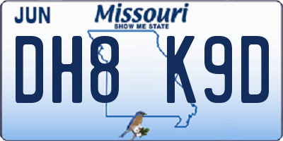 MO license plate DH8K9D