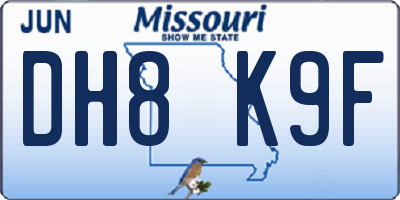 MO license plate DH8K9F