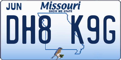 MO license plate DH8K9G