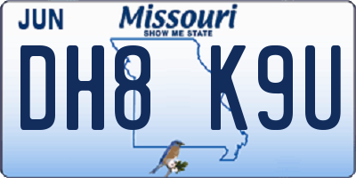 MO license plate DH8K9U