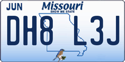 MO license plate DH8L3J