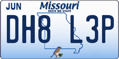 MO license plate DH8L3P