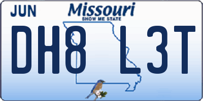 MO license plate DH8L3T