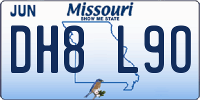 MO license plate DH8L9O