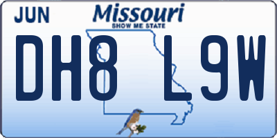 MO license plate DH8L9W