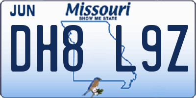 MO license plate DH8L9Z