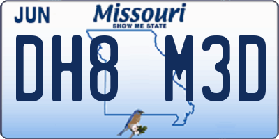 MO license plate DH8M3D