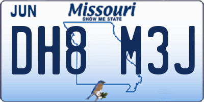 MO license plate DH8M3J