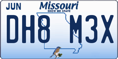 MO license plate DH8M3X