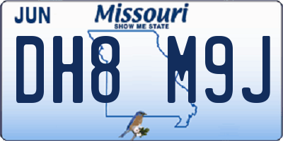 MO license plate DH8M9J