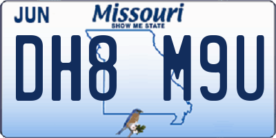 MO license plate DH8M9U