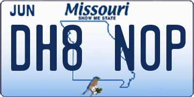 MO license plate DH8N0P