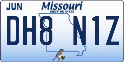 MO license plate DH8N1Z
