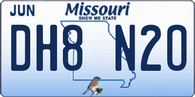 MO license plate DH8N2O