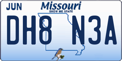MO license plate DH8N3A