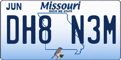 MO license plate DH8N3M