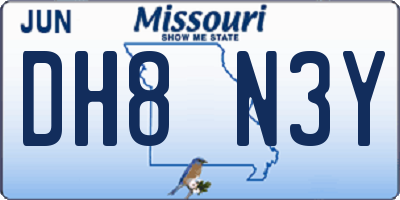 MO license plate DH8N3Y