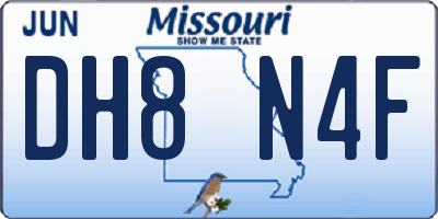 MO license plate DH8N4F