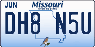 MO license plate DH8N5U
