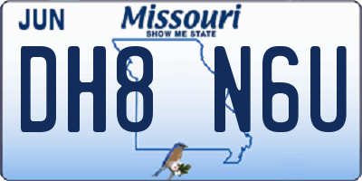 MO license plate DH8N6U