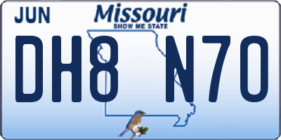 MO license plate DH8N7O