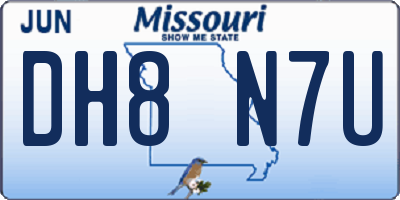 MO license plate DH8N7U