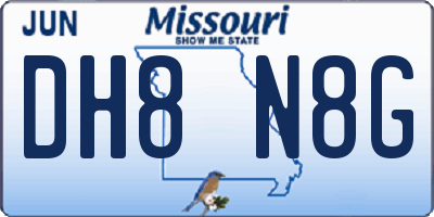 MO license plate DH8N8G