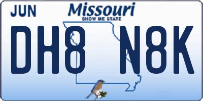 MO license plate DH8N8K