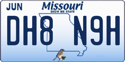 MO license plate DH8N9H