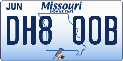 MO license plate DH8O0B