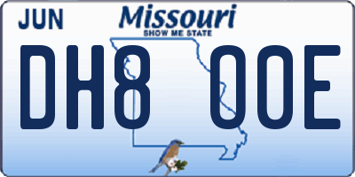 MO license plate DH8O0E
