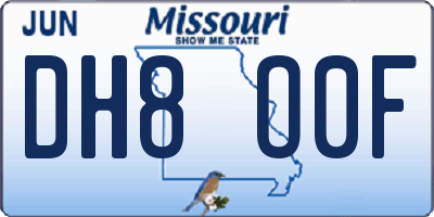 MO license plate DH8O0F