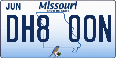 MO license plate DH8O0N