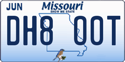 MO license plate DH8O0T