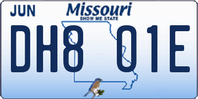 MO license plate DH8O1E