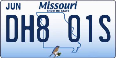MO license plate DH8O1S