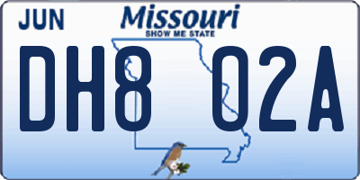 MO license plate DH8O2A