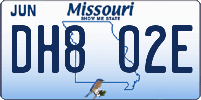 MO license plate DH8O2E