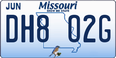 MO license plate DH8O2G